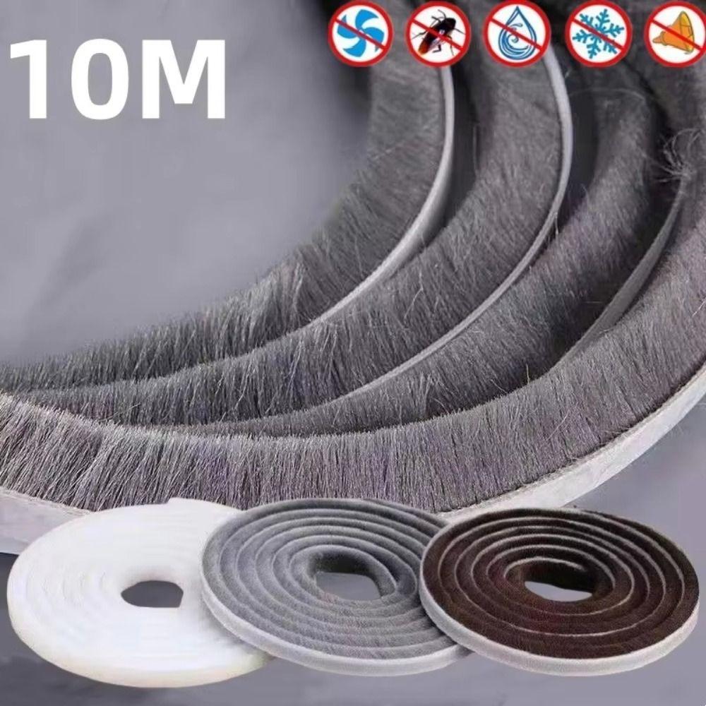 New 10Meters Sealing Strip Self-adhesive White Grey Wind-proof Brush Strip Door Brush Strip Soundproof Dustproof