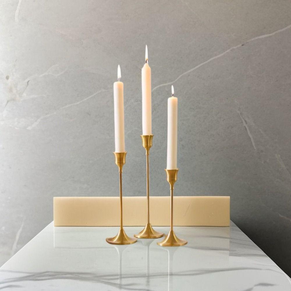 3Pcs Gold Plated Metal Candlestick European Style Tabletop Candle Holder  Party Decoration
