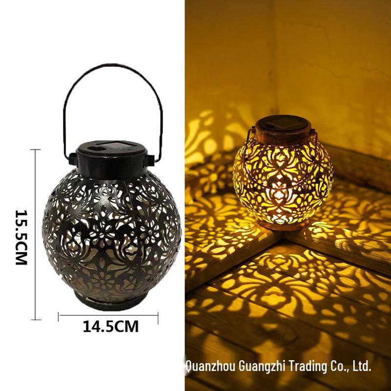 

Трансграничный солнечный фонарь: Кованый Железный Проекционный Светильник Пион для Сада и Двора.