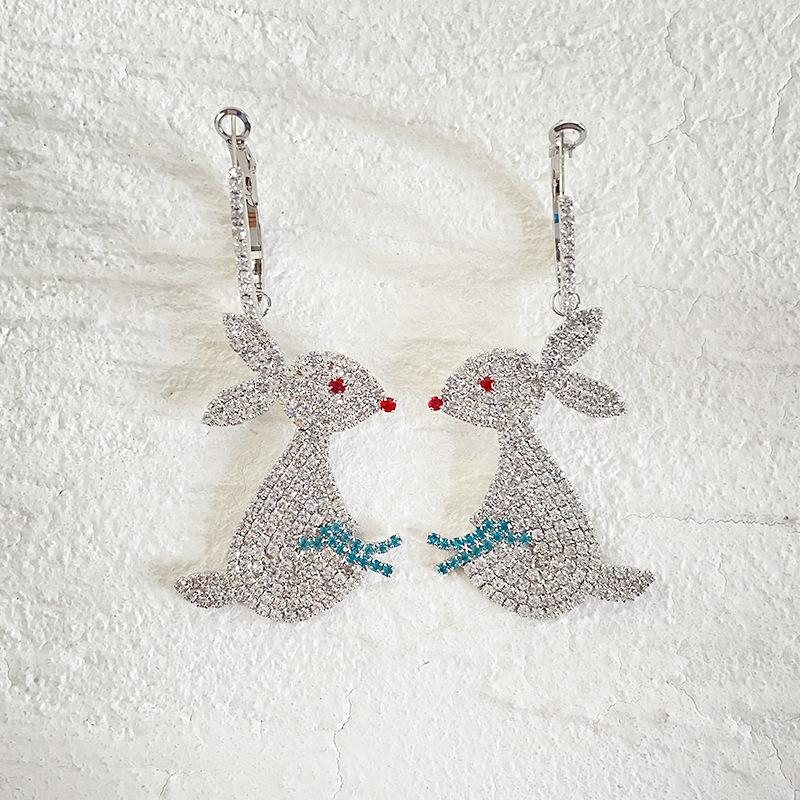 

Серьги-пусеты в виде кроликов, высокая версия, длинные мультяшные серьги, изысканные серьги с индивидуальностью, Дилижэба