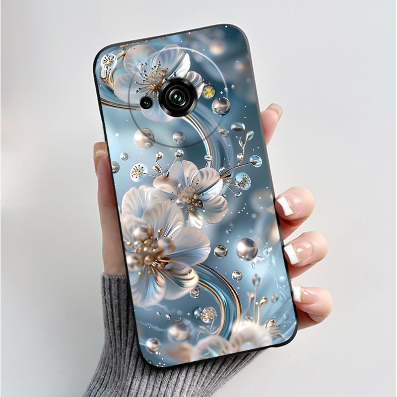 Phone Case For Oukitel C59 Pro Casing Luxury Fashion Butterfly Flower Cellphone Cases Black Jelly Soft Slim Silicone Back Cover