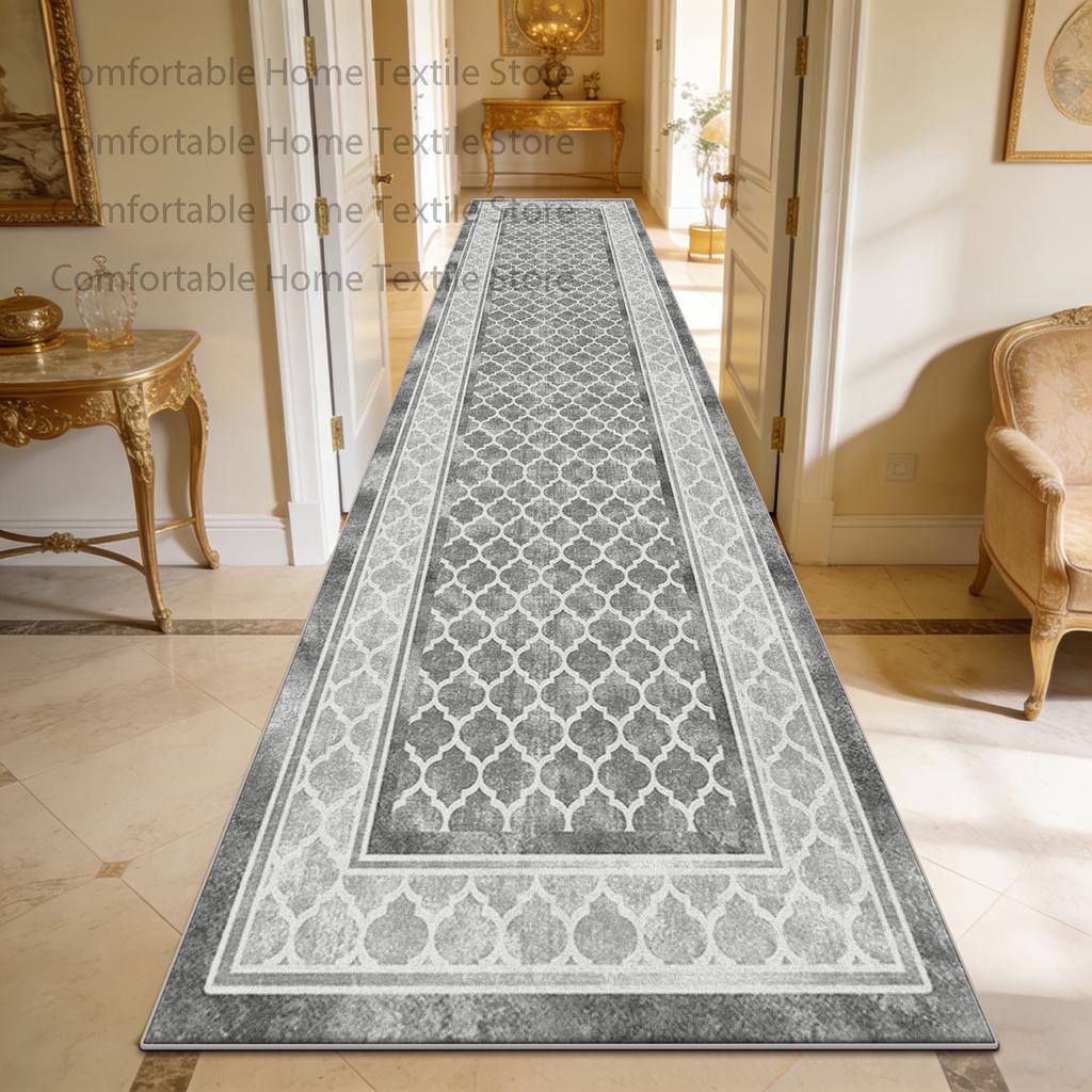 Modern Light Luxury European Style Long Carpet Decoration Hallway Doorway Antiskid Runner Rug Easy Clean Lint-free Corridor Mat