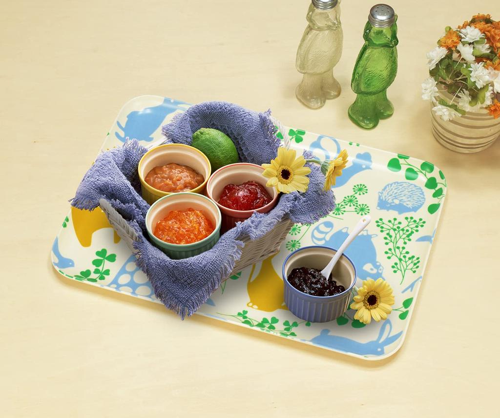 Tatsucraft NR Lunch Tray, Medium, 33cm, Web Original Model, Scandinavian-style Animal Design, Non-Slip, Microwave-Safe, Tray, Tray, Stylish, Plastic,