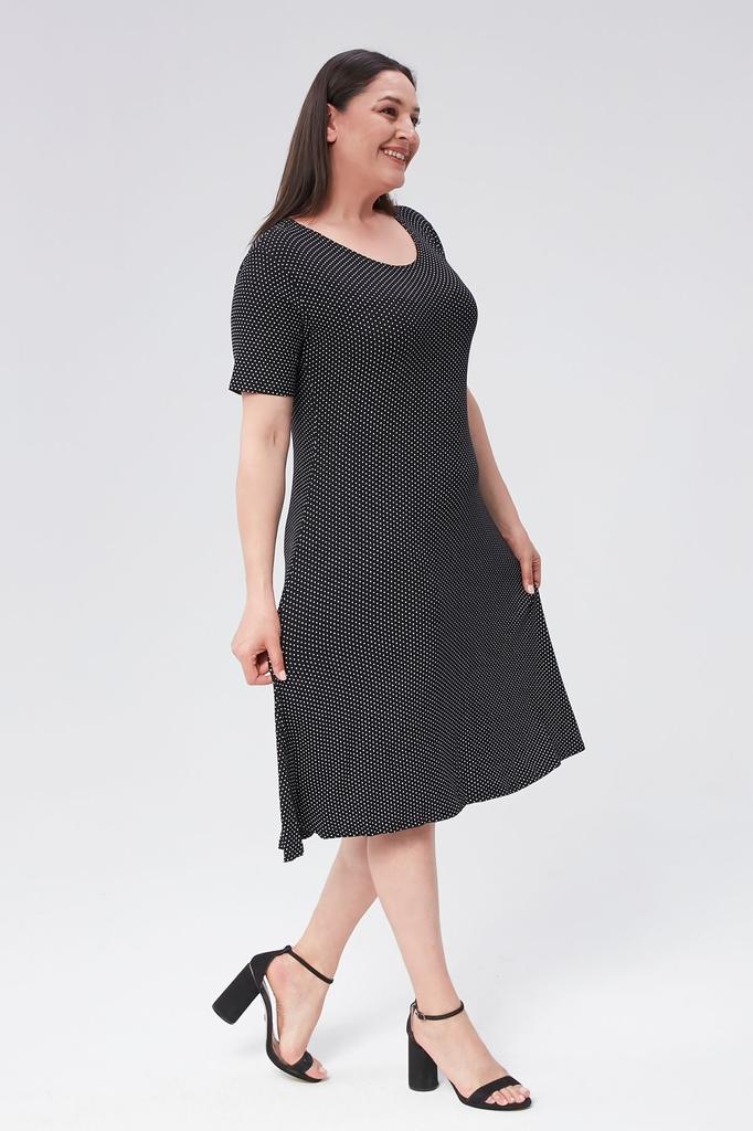 Damska sukienka w dużym rozmiarze z wiskozy, z krótkim rękawem i kwiatowym wzorem