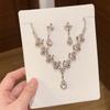 Court Style Diamond-encrusted Flower Stud Earrings Necklace, Sweet and Elegant Temperament, Versatile Jewelry Set, Light Luxury and High-end Jewelry.