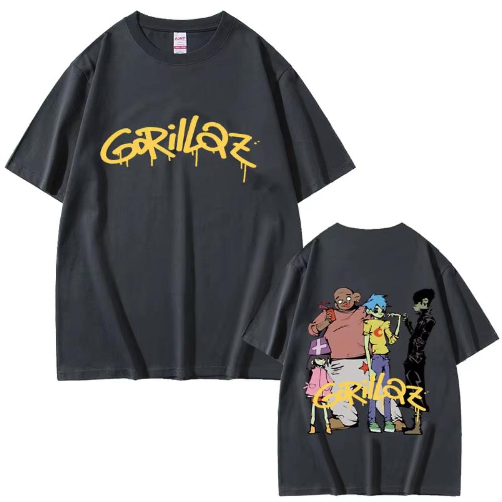 Alternative Rock Band Gorillaz Tshirts Men Women Hip Hop Fashion Vintage T Shirts Summer Male Gothic Oversized Crewneck Tshirts