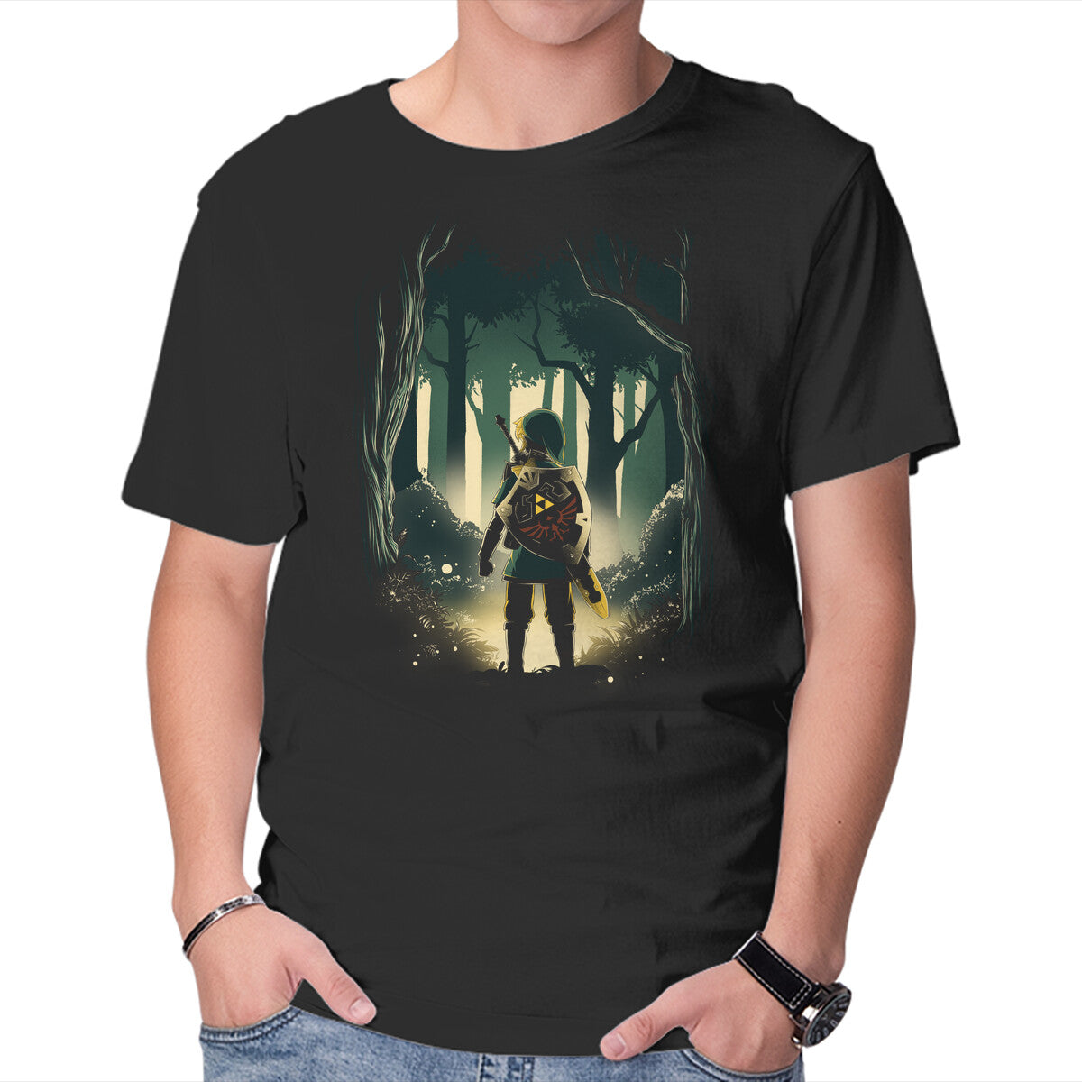 Unisex Crew Neck T-Shirt Hero In The Forest Graphic Short Sleeve Casual Tee S