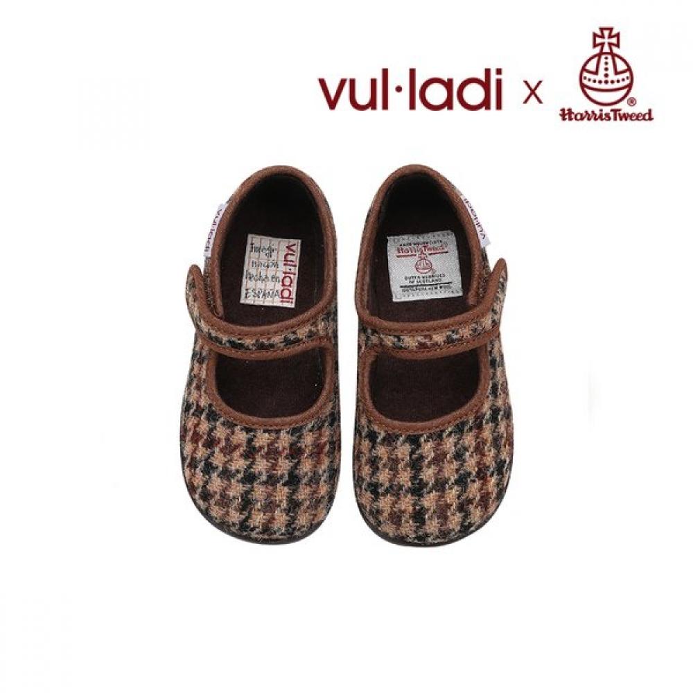 Vulladi X Harrystweed Mary Jane Girls Shoes Houndstooth Brown 4131