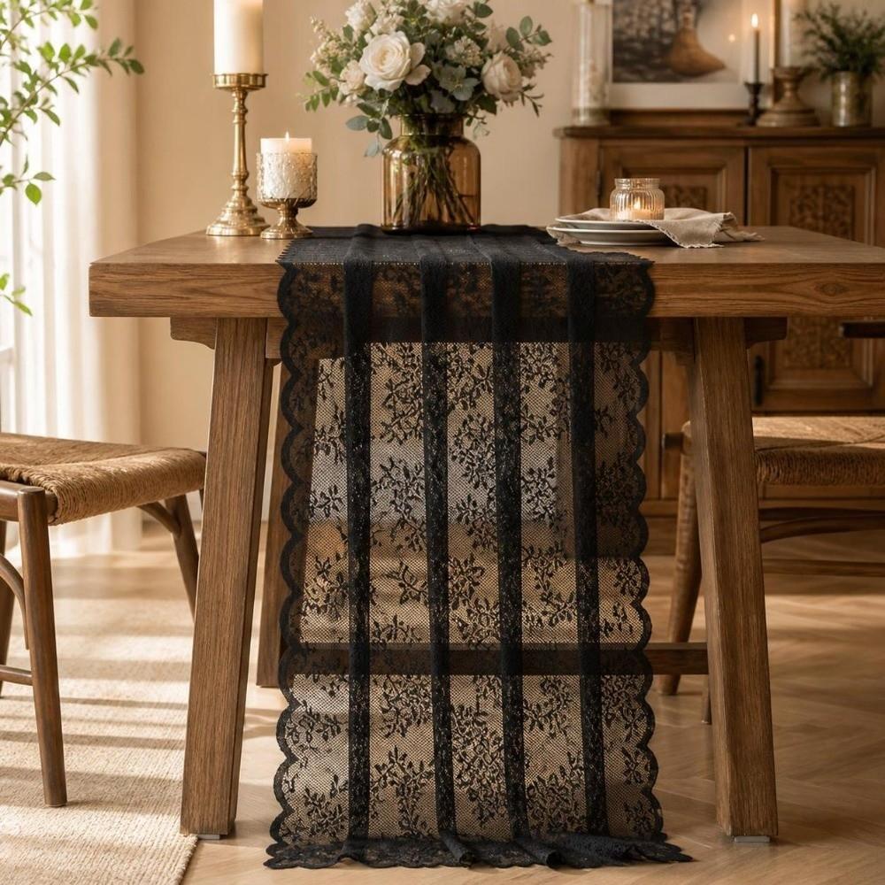 Lace Fabric Lace Table Runner Floral Pattern Table Cover  Dressing Table Shoe Cabinet
