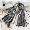 Women's Scarf Autumn and Winter Cotton Striped Warm Scarf New Yarn Dyed Versatile Scarf Thin