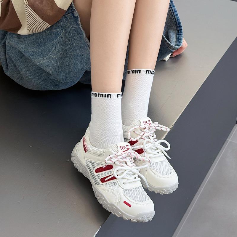 Mesh Breathable Leather German Training Shoes Women's New Versatile Casual Soft Sole Long Standing Not Tired Feet Sports Shoes Thin