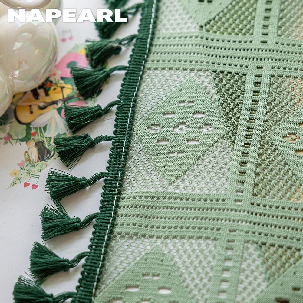 1ks NAPEARL 10-20% zatemnění Francouzský retro jednobarevný dutý diamantový mřížkový okraj Průsvitný závěs pro obývací pokoj Ložnice Balkon Domácí Dekor