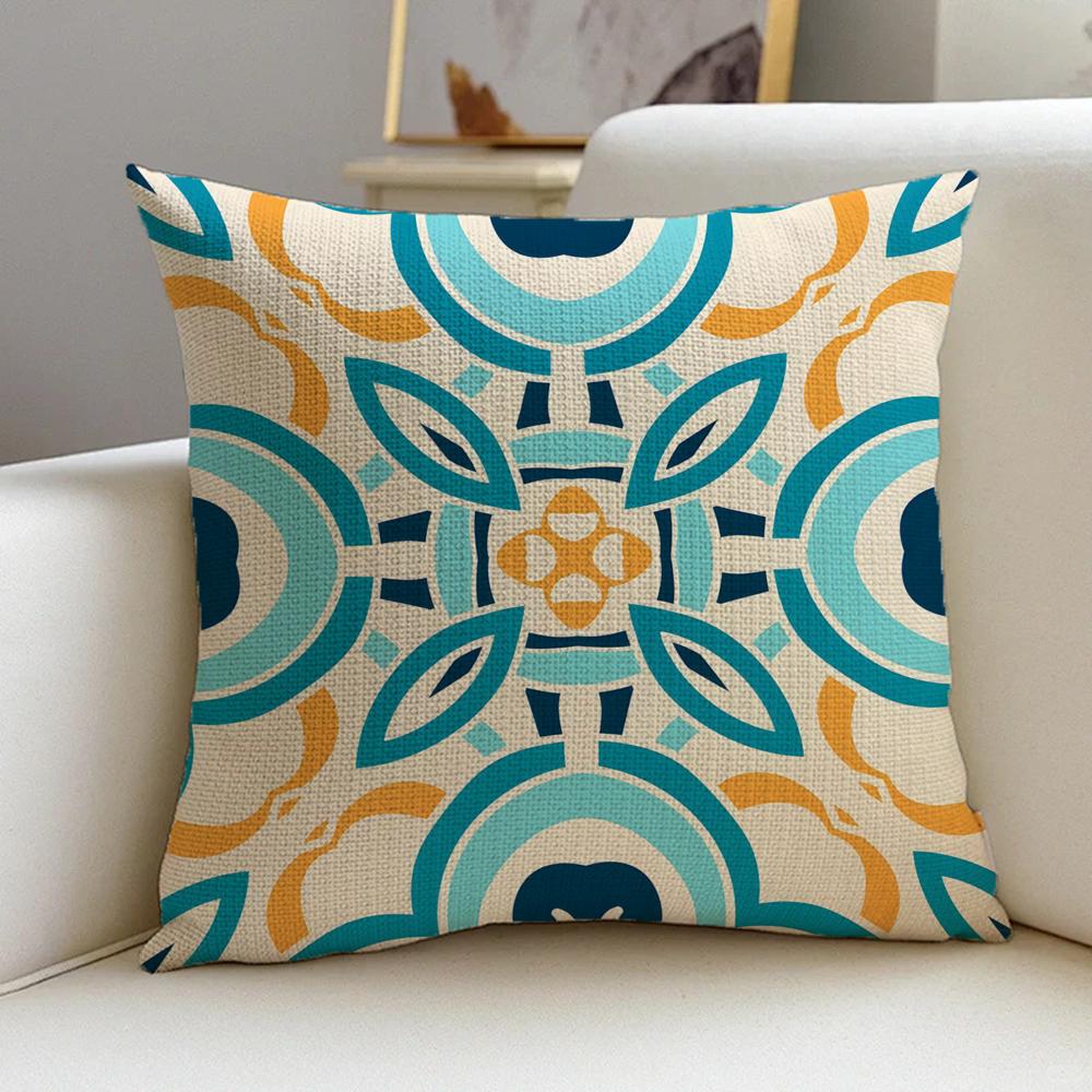 P-Portuguese Style Cushion Cover Cushion Cover Pillowcase, Anti-Mite Invisible Zipper, Linen Sofa Cushion