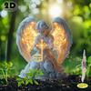 2D Angel Cross Garden Statue Religious Memorial Decor Durable Plastic Lawn Tombstone Mark Christmas Easter Thanksgiving Easy To Install