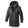 Men's Classic Vintage Mid-Length Leather Coat Men's Mid-Length Coat Hooded Leather Coat US Size