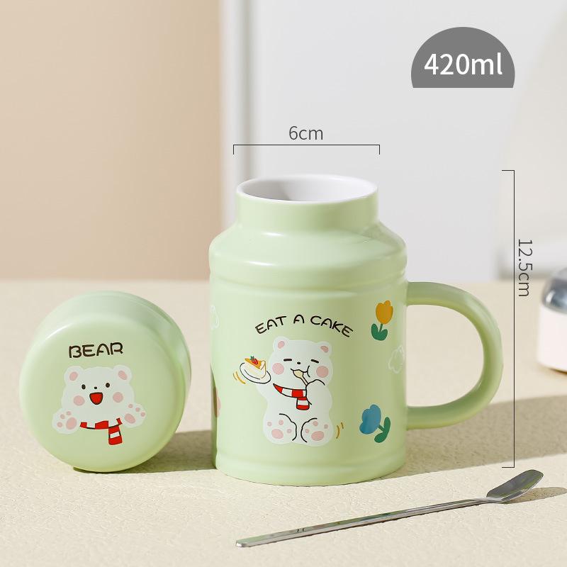 Niedlicher kreativer Retro-Becher Internet-Berühmtheit Hase Blume Tier Keramiktasse Damen Heim-Büro-Tasse Hase