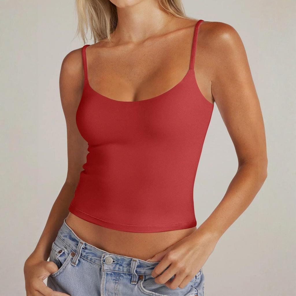 Gilet rond pour femme, Débardeur réglable, Haut sans manches