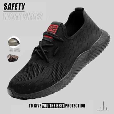 Mens Safety Shoes Breathable Steel Toe Boots Anti-smash Safety Work Shoes Wear-resisting Indestructible Shoes for Work As Hiking