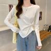 2025 Korean Chic Irregular Design Long-Sleeve T-Shirt for Women