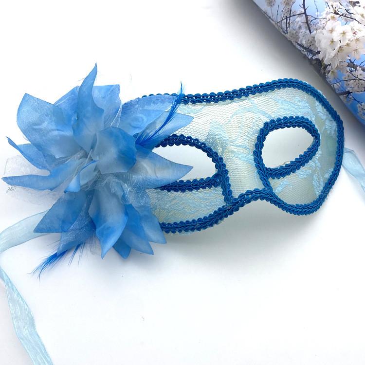 Half Lace Face Mask With Floral Decoration For Venice Halloween Masquerade Party