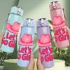 1PC Let Us Go Girls Cowgirl Hat Pattern 750ml Color Plastic Sports Water Bottle Leakproof Flip Straw Lid Suitable for Sports Office Home Use