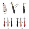 Leather Edge Groover Multifunctional Wood Handle Trencher Leather Grooving Tool for Craftsmen