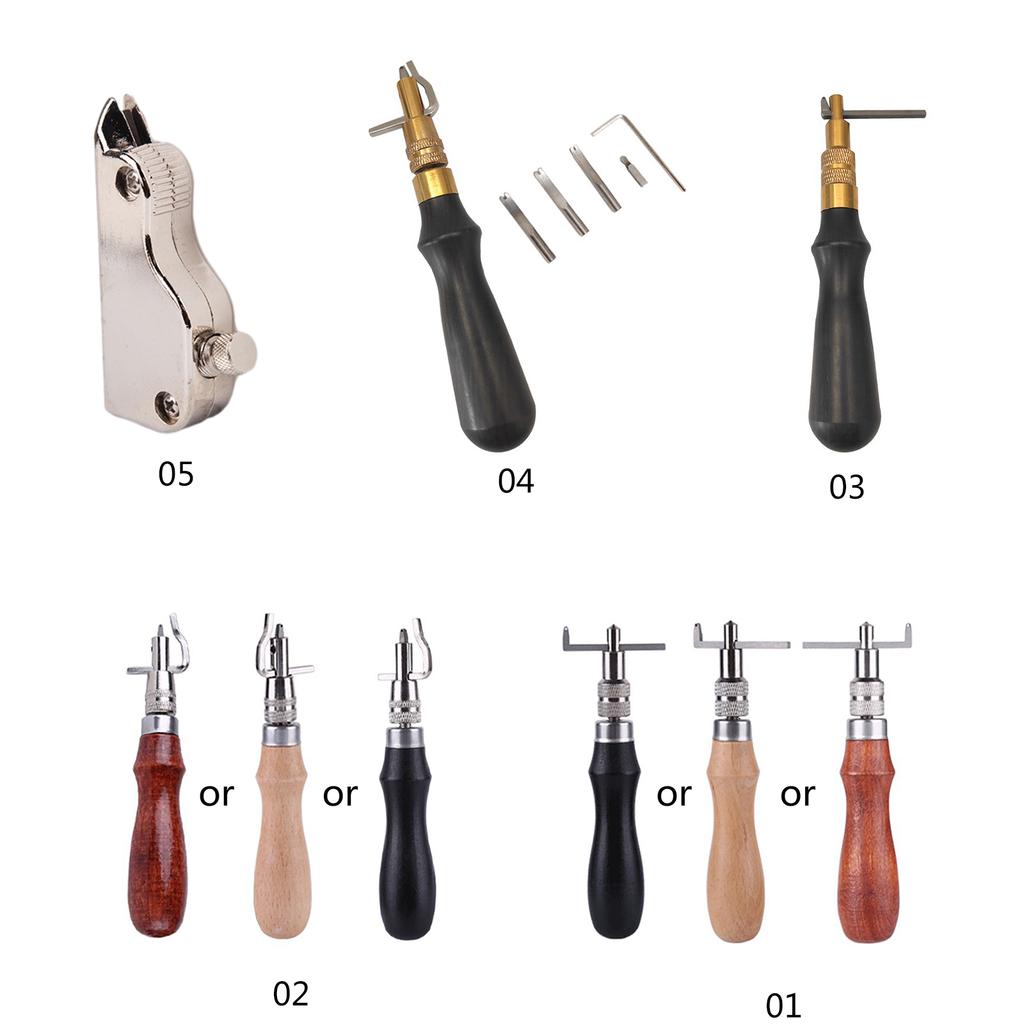 Leather Edge Groover Multifunctional Wood Handle Trencher Leather Grooving Tool for Craftsmen