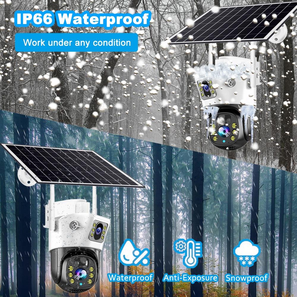 Outdoor Waterproof 4G/WIFI Solar Security CCTV, HD Night Vision Dual Cameras with PIR Human Detection