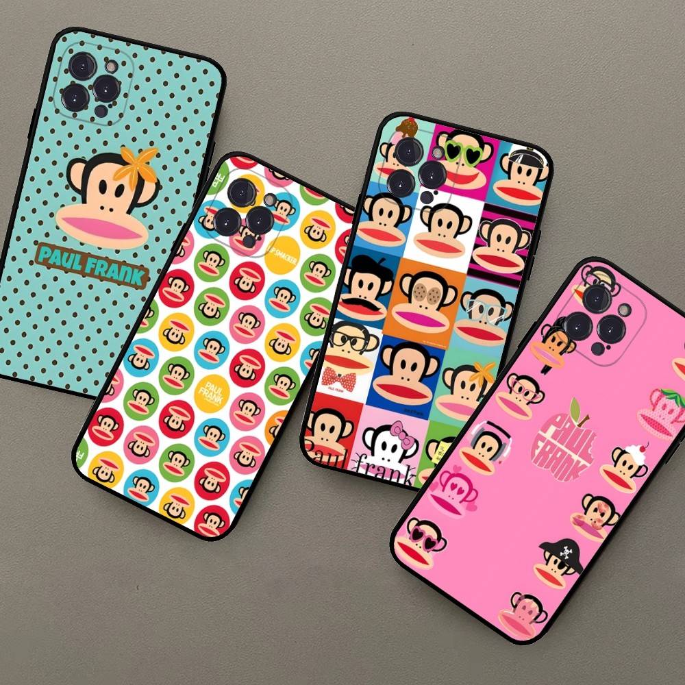 Fashion Logo P-Paul F-Frank Black Soft Phone Case For IPhone 16 15 14 13 11 12 17 Pro Max Mini Plus