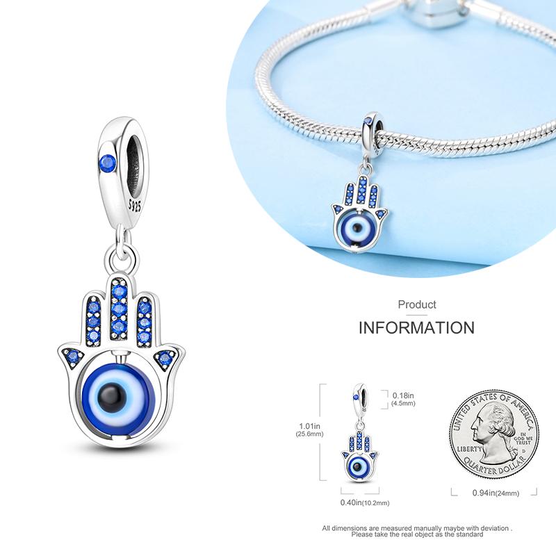 Copper Blue Eyes And Palm Charms Crucifixion Beads Women Girlfriends Jewelry Gift