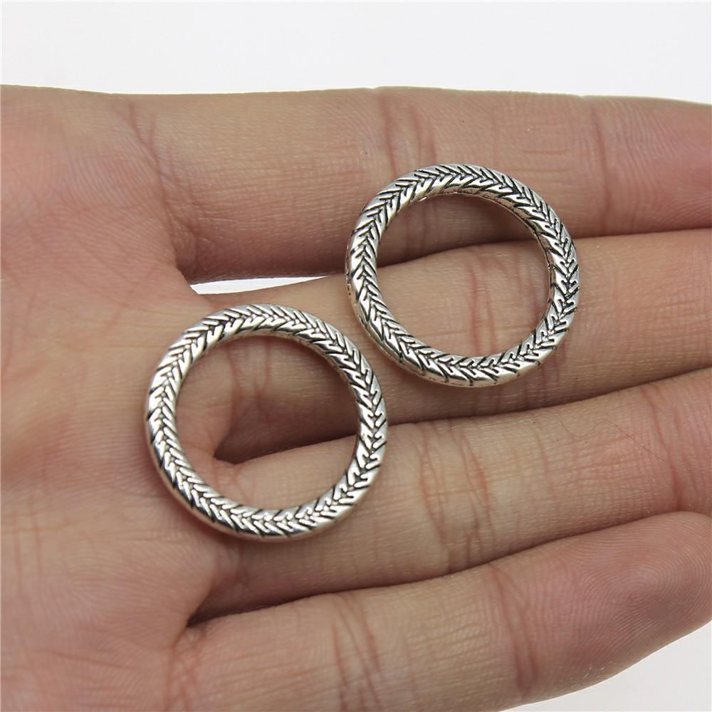 10pcs Charms Round & Oval Loops Connector DIY Jewelry Findings For Jewelry Making Accessories Antique Silver Color