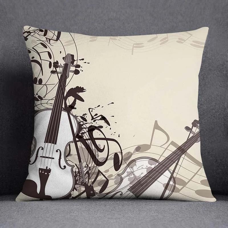 Taie D'oreiller Carrée Avec Motif De Note De Musique JESeries, Housse De Coussin De Bureau, Décoration De La Maison