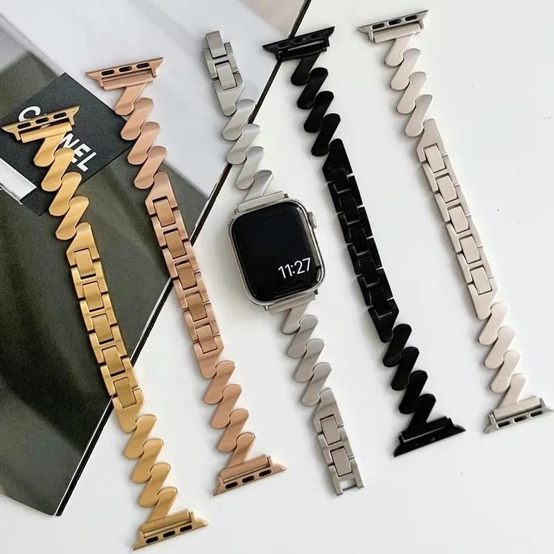 

Ремінець із сталевим ланцюжком для ремінця Apple Watch 8 49 мм 45 мм 42 мм 44 мм жіночий браслет для Iwatch Series 7 6 se 5 4 3 41 мм 38 мм 40 мм correa 38 40 41mm срібний