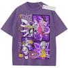 Unisex Prana Koszulka Vintage Fioletowa z Efektem Sprania Postacie Digimon Adventure Wysokiej Jakości Materiał do Domu Wypoczynku Podróży Zakupów