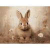 Vintage Easter Cute Little Rabbit Wildflower Posters and Prints Canvas Printing Wall Art Picture for Living Room Home Decoration