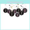 Stylish And Eye-catching Black And Fuchsia Spiral Birthday Hanging Decorations For Events