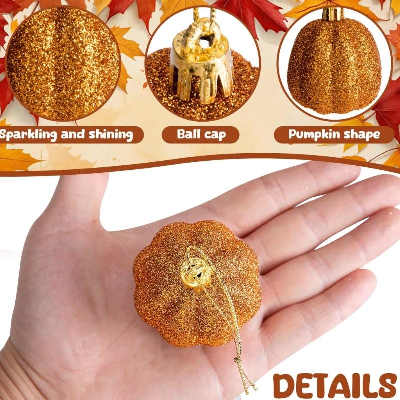 Fall Thanksgiving Hanging Pumpkin Thanksgiving Pumpkin Hanging Decorations Glitters Pumpkin Ball for Holiday Festival