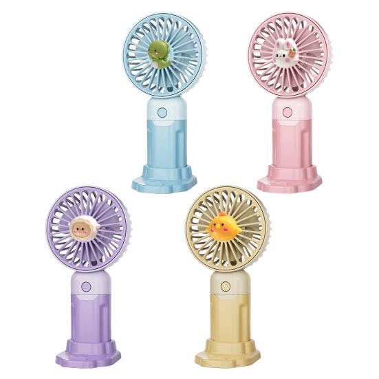 Cartoon Animal Handheld Fan 3 Speed Adjustable USB Rechargeable Summer Cooling Fan with Phone Holder Portable Travel Mini Personal Desk Fan