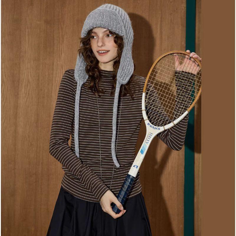 Coolhut Striped Design Versatile Women's Long-Sleeve T-Shirt Pullover Crew Neck Autumn Commuter Style Women's Top