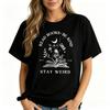 Unisexs Read Books Be Kind Stay Weird Graphic Tshirt Book Lover Tee In Black And White