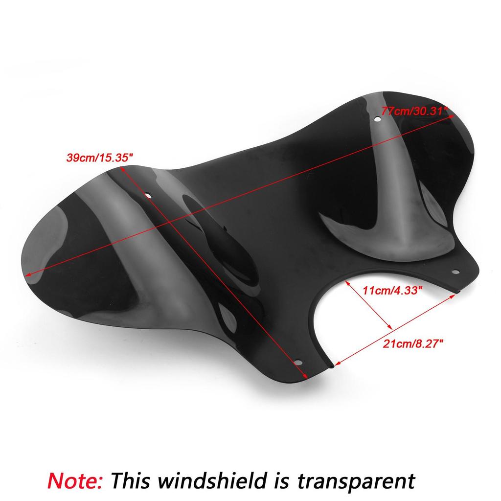 Windshield Windscreen with Mounting kit For Universal Motorcycle Cruiser, Smoke