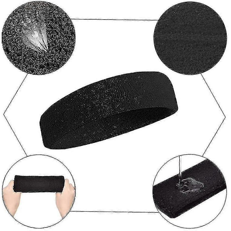10 Stück Sport-Stirnband für Männer und Frauen, Schweißband, Elastisches Haarband, Rutschfestes, Feuchtigkeitsableitendes Baumwoll-Stirnband für Sport
