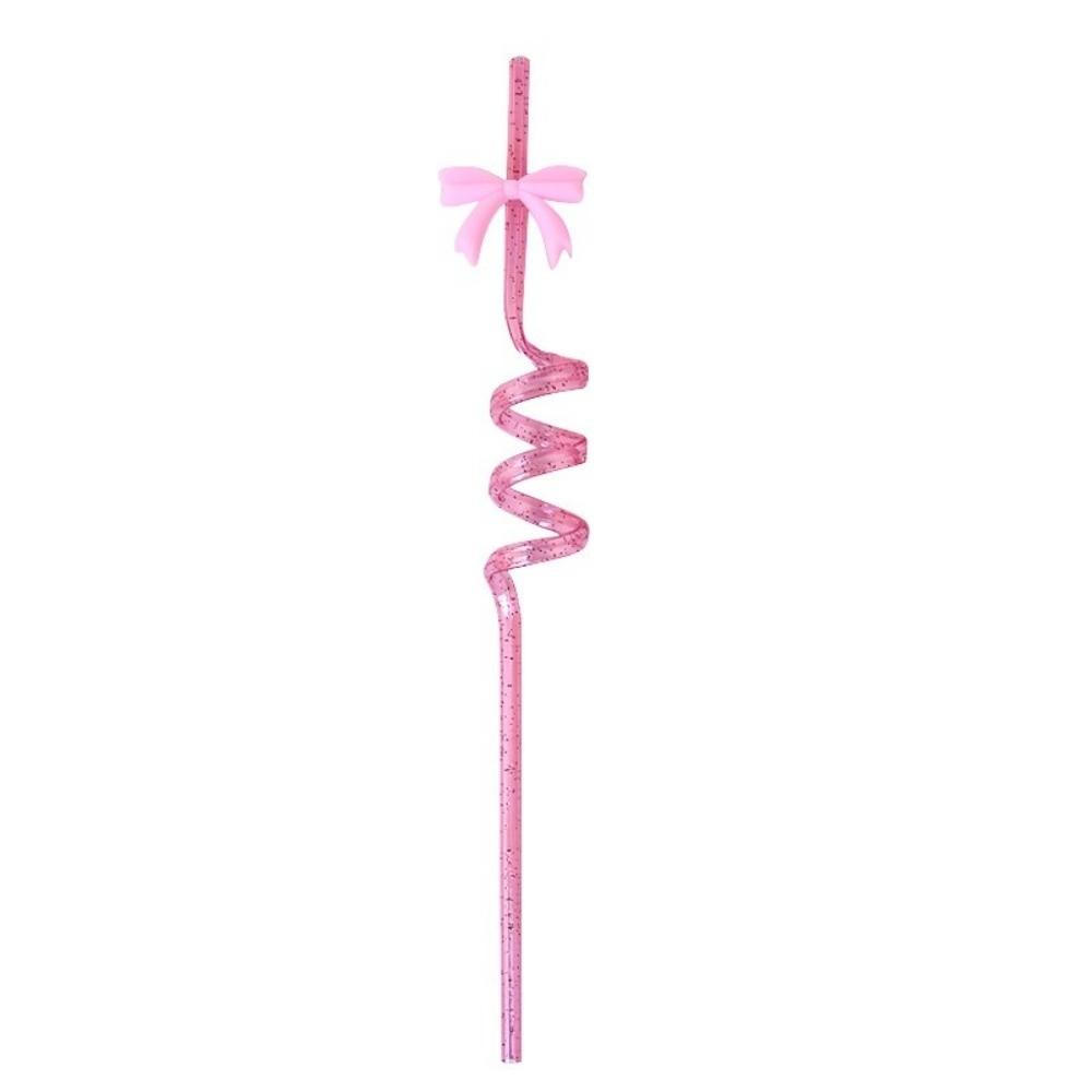8pcs Colorful Sparkle Pink Bow Straws Shimmer Effect Sparkle Straws  Birthday Parties