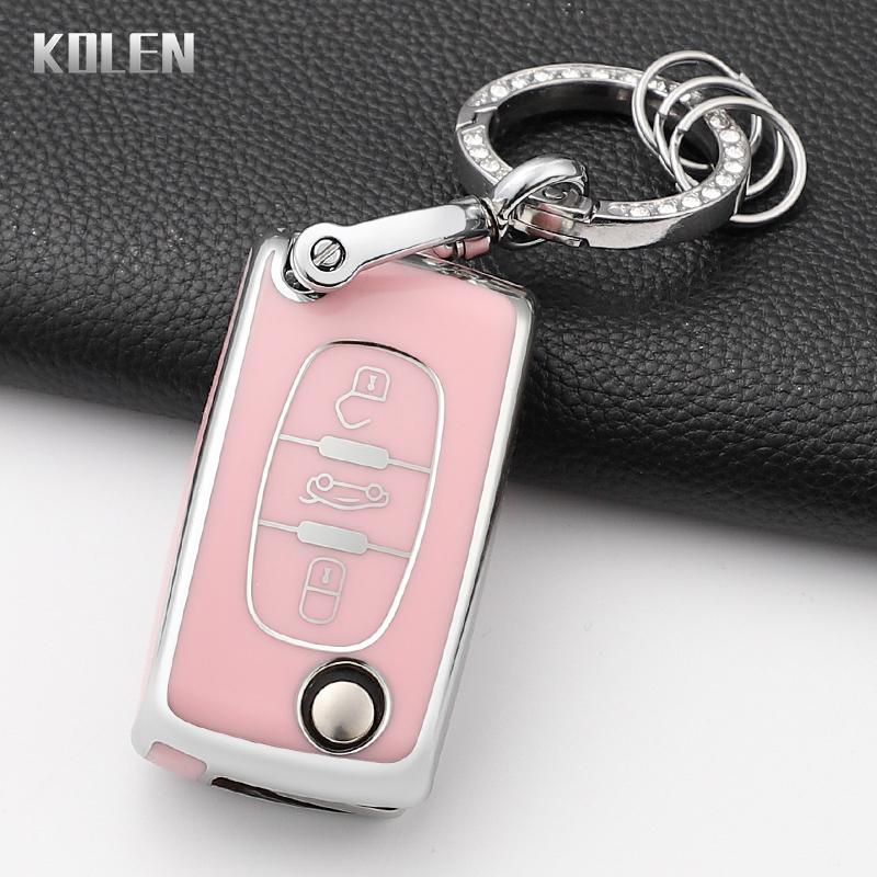 Funda Protectora de Moda para Llave Inteligente de Coche para Peugeot 107 207 307 308 407 607 3008 5008 Citroen Xsara Picasso C5 C6 C8 Llavero Protector