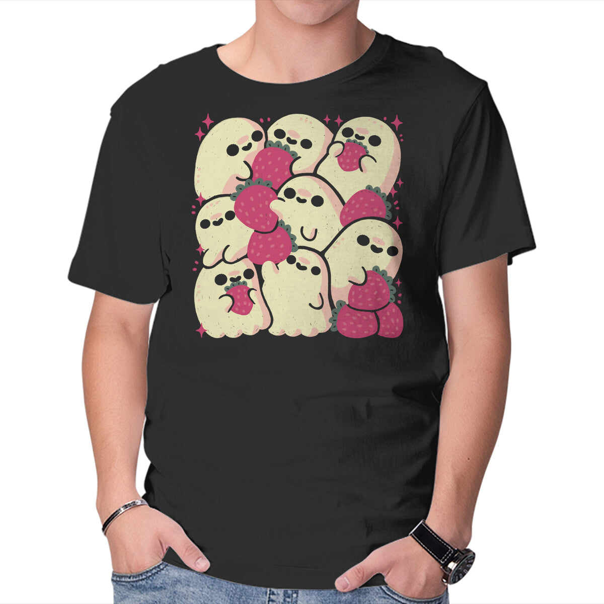 Unisex Crew Neck T-Shirt Berry Ghosts Graphic Short Sleeve Casual Tee XXXXL