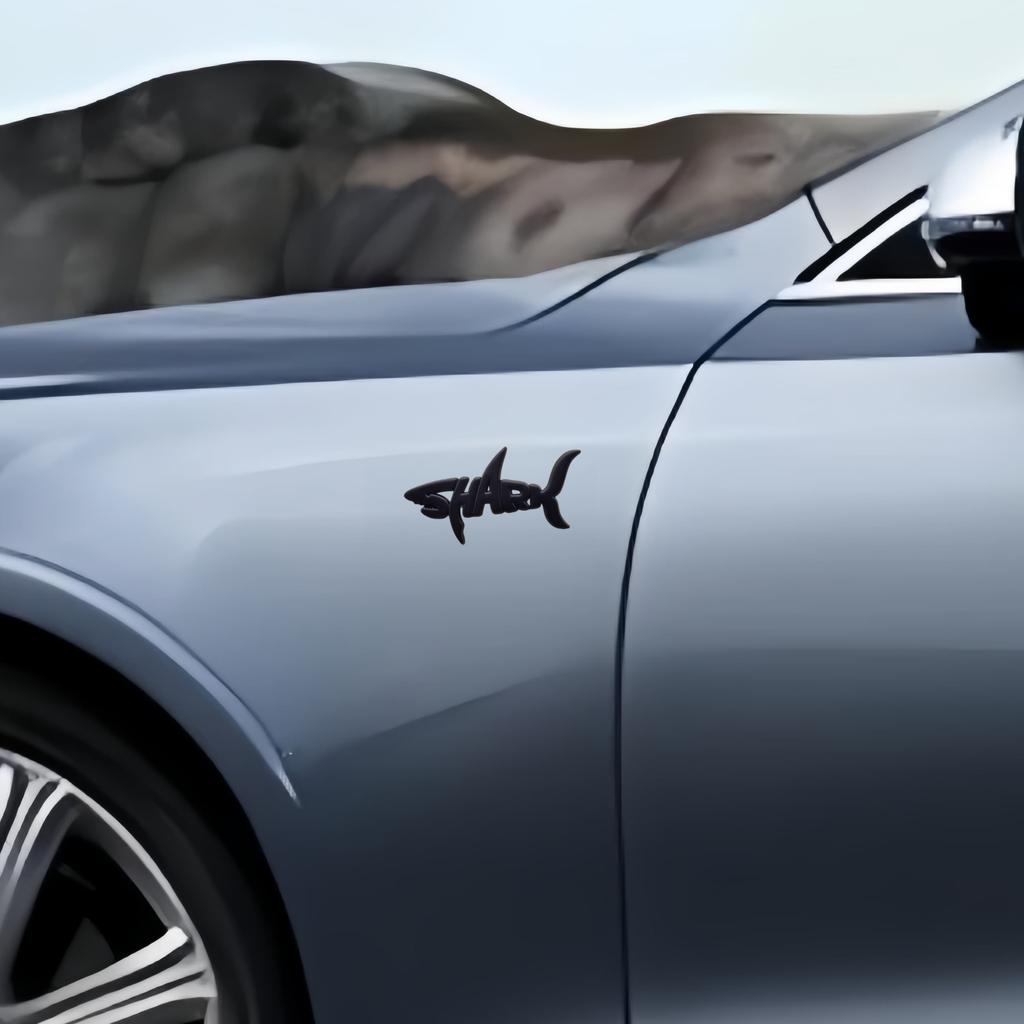 1Pc 3D Metal Shark Logo Car Rear Trunk Emblem Sticker, Car Sider Fender Badge Sticker for Car Body Stying Decoration Accessories