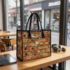 Vintage Brick Pattern Tote Bag Casual Durable Daily Use Shopping Handbag