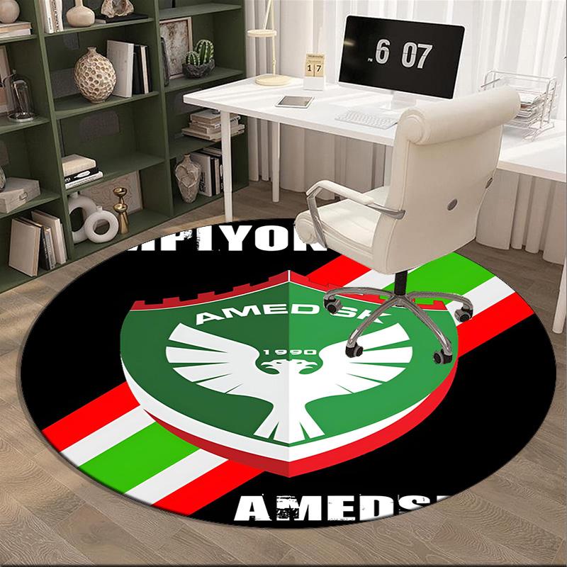 Amed Sk Crest Design Round Rug for Livingroom,Bedroom, Palyroom, Chair Rug, Area rug, Circle Carpet, Fan Christmas gift