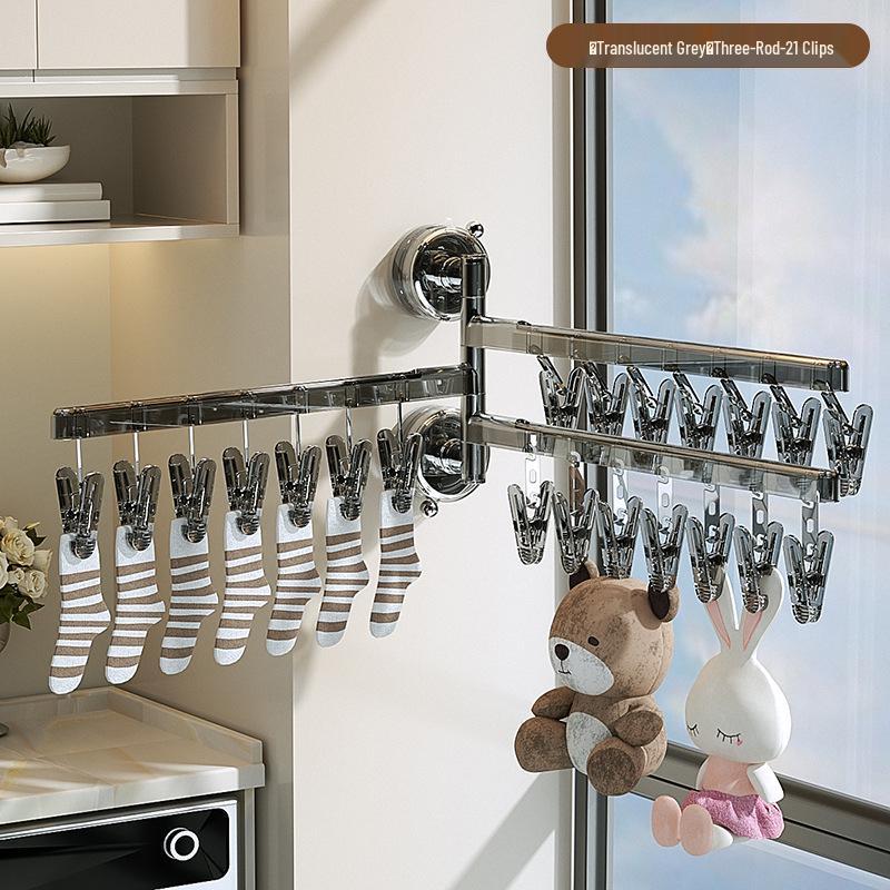 Saugfuß Socken Trockenständer: Mehrfach-Clip Faltbügel für Unterwäsche und Kleidung