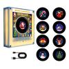 Magnete per Giradischi con Luce Notturna, Magnete per Frigorifero in Vinile, 9 Dischi Programmabili, Memoria da 128MB, Nessuna Musica, Luce LED Personalizzabile, Personalizzazione Magnetica NFC